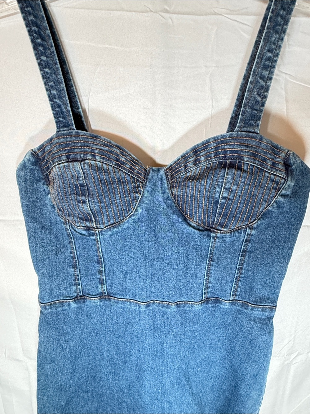 Forever 21 Denim Bustier Midi Dress - Picture 2 of 11